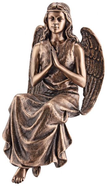 Engel sitzend Bronze Mittelbraun