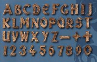 Schrift aus Bronzebuchstaben