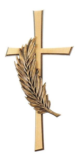 Bronzekreuzauflage mit Palmblatt 15x8