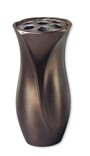 Vase mit Ornament Aluminium Pat.Mokka