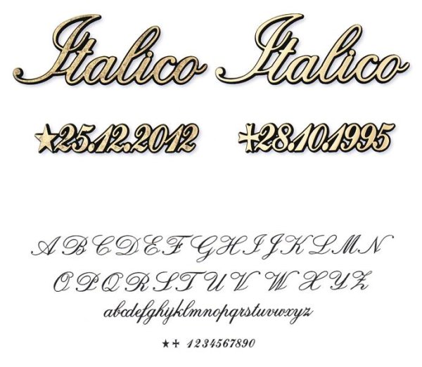 Bronze-Schriftzug Italico Gross60-klein25