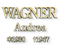 Bronzegrabschrift WAGNER 20mm Grossbuchstaben/Zahlen