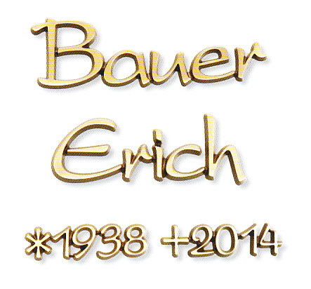Schriftzug aus Bronze Bauer Gross30-Klein16