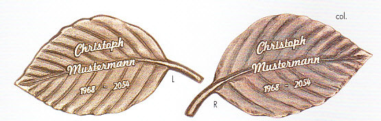 Buchenblatt klein mit Name und Jahreszahl