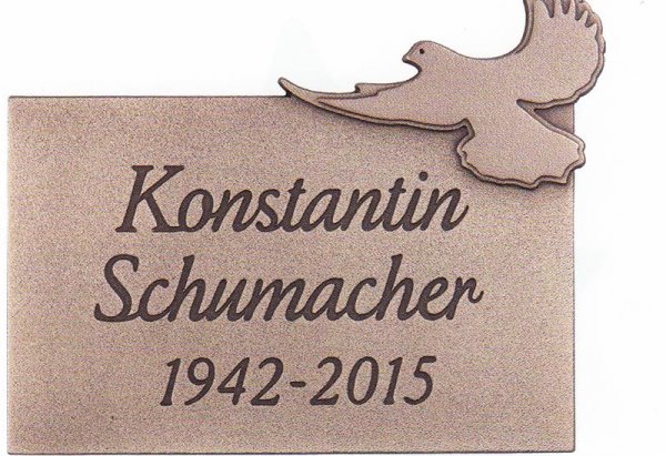 Namenstafel mit Vogel