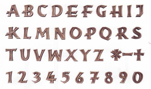 Buchstaben aus Bronze Rustica 35mm