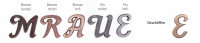 Schrift aus Bronze Cursiva