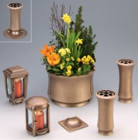 Grablaterne Bronze mit Facetten-Glas