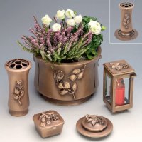 Grablaterne Bronze mit Rose