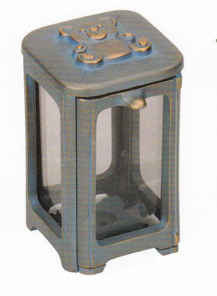 Grablicht mit Teddy blau getönt 18 cm