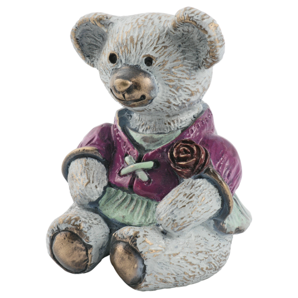 Teddy sitzen mit Rose rot