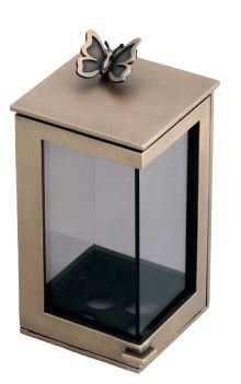 Grablaterne aus Bronze mit Schmetterling