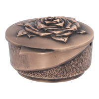 Runder Weihwasserkessel mit Rosenornament Bronze