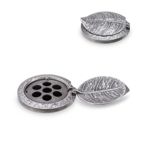 Vasenring mit Blatt Aluminium grau