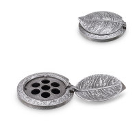 Vasenring mit Blatt Aluminium grau
