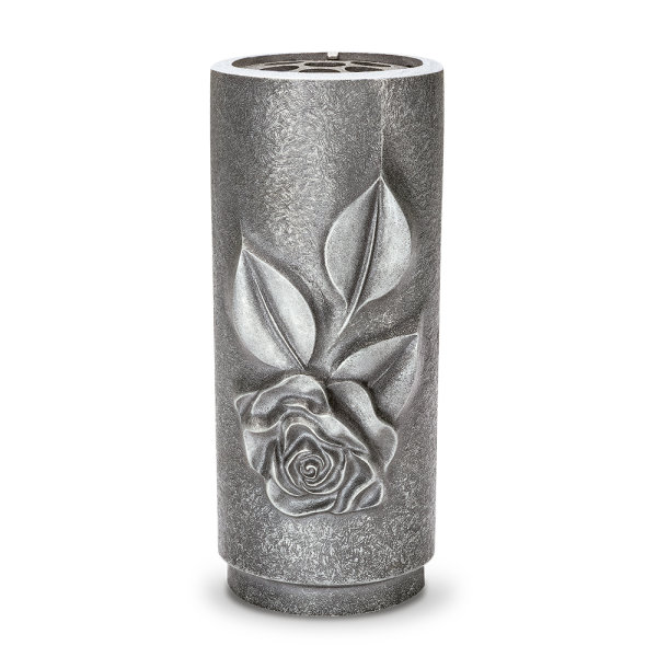 Vase aus Aluminium mit Rosenornament