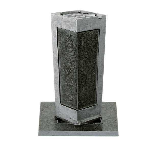 Versenkvase eckig Aluminium grau