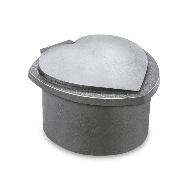 Kessel mit Herzmotiv Aluminium grau