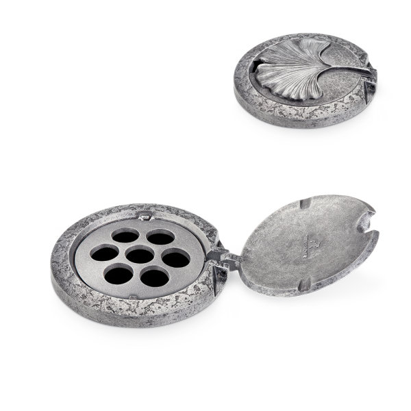 Vasenring mit Ginkoblatt Aluminium grau
